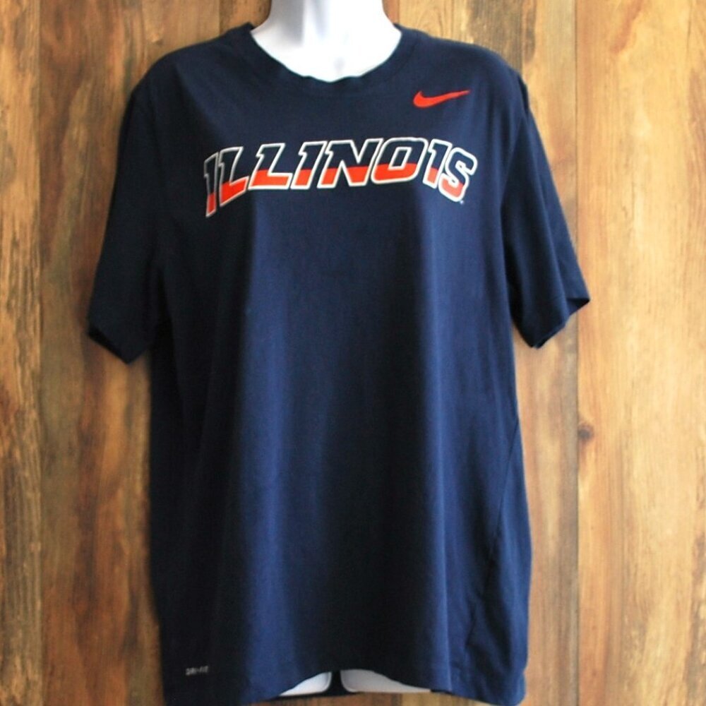 The Nike Tee Fighting Illini Illinois Athletic Tee Navy Orange Lg